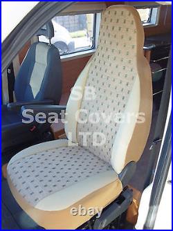 To Fit A Ford Transit Motorhome, 2003, Seat Covers Ellie Beige Mh015 2 Fronts