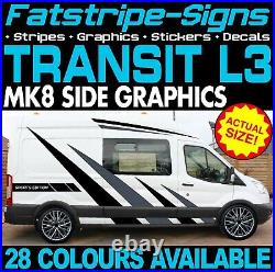 To fit FORD TRANSIT MK8 L3 LWB GRAPHICS STICKERS STRIPES CAMPER VAN MOTORHOME ST